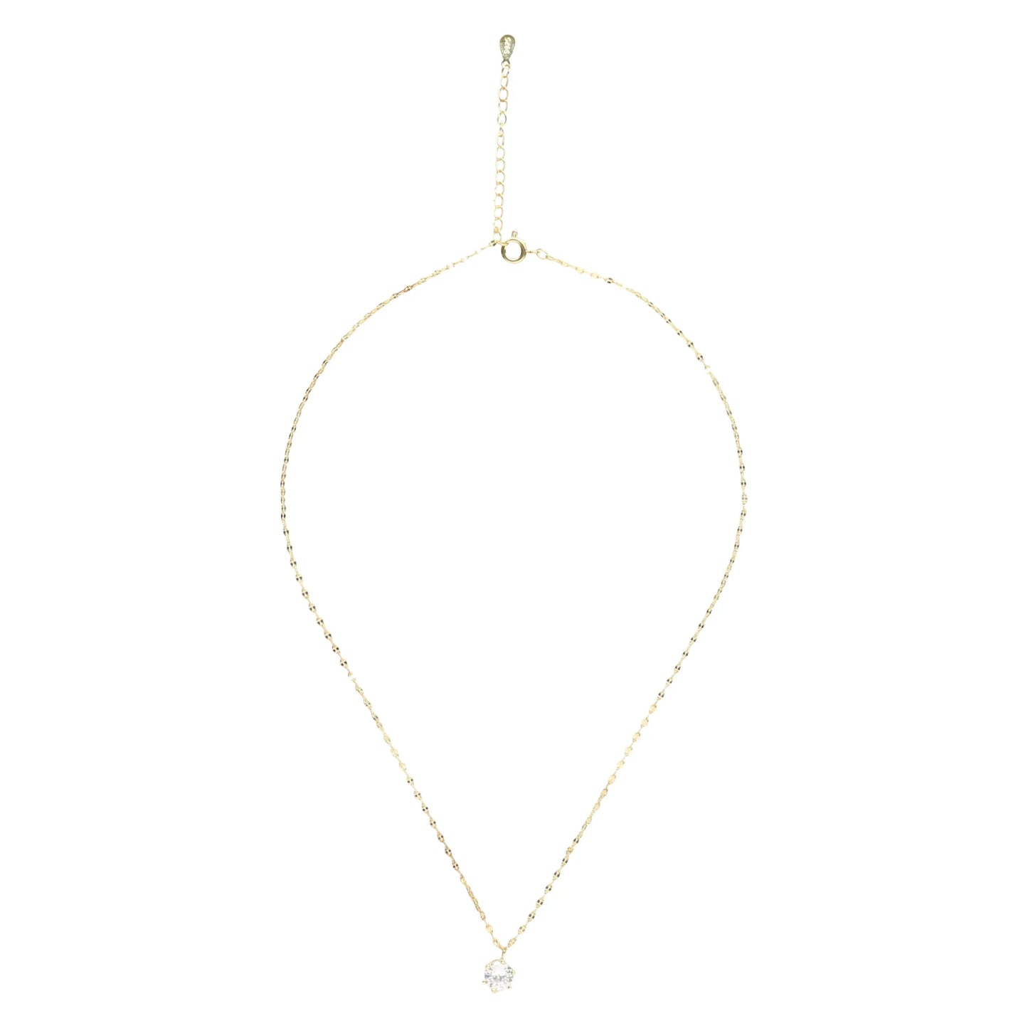 14K Gold Plated Solitaire Necklace