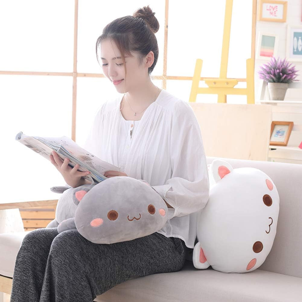 Cat Stuffed Animals, Soft Cat Plush Pillow Kitten Stuffed Animal Toy Gifts for Kids (Grey round Eyes, 19.6")