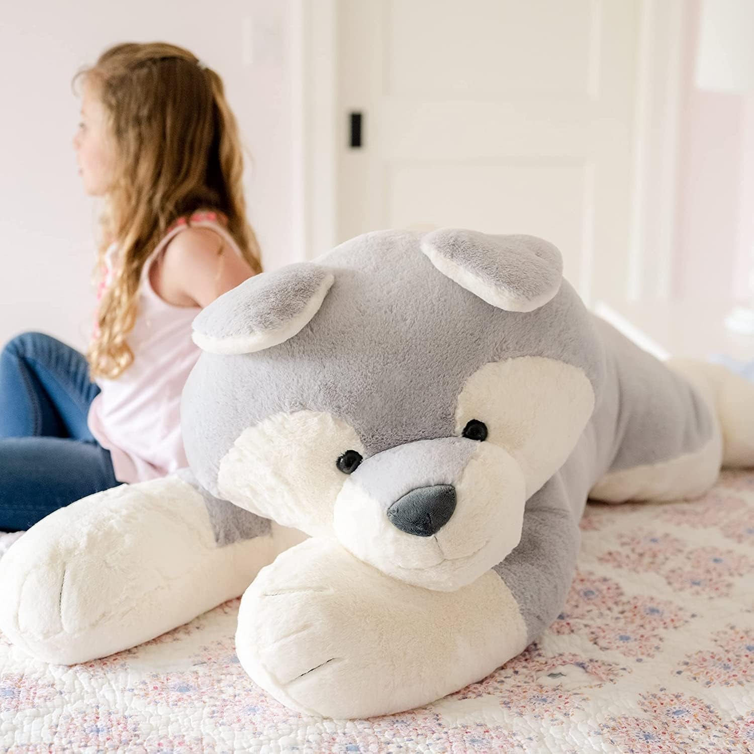 | Sqoosh2Poof Giant, Cuddly, Ultra Soft Plush Stuffed Animal with Bonus Interactive Surprise - 44" Husky