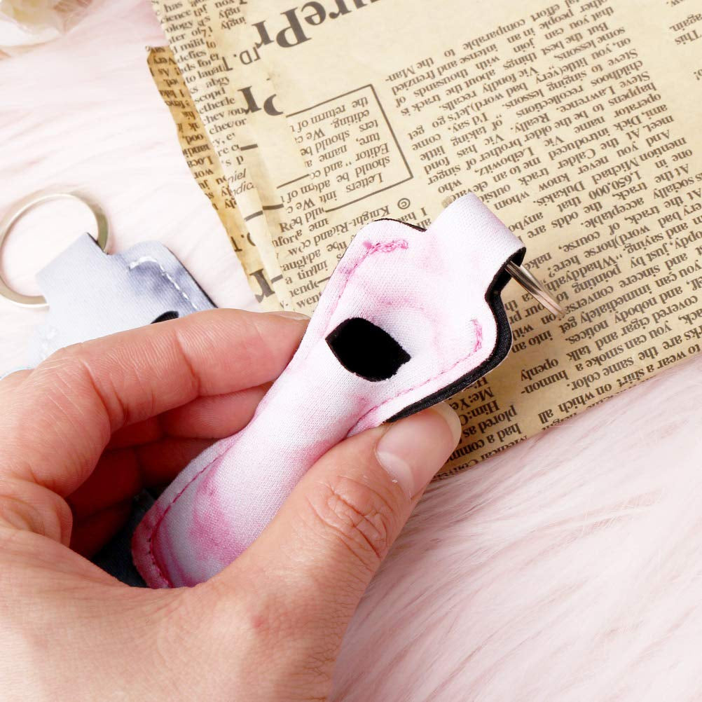 3 Pcs Chapsticks Holder Keychain Stocking Stuffers for Women Lip Balm Holder Chapsticks Keychain Holder for Lipstick (Pink, Blue, Grey)