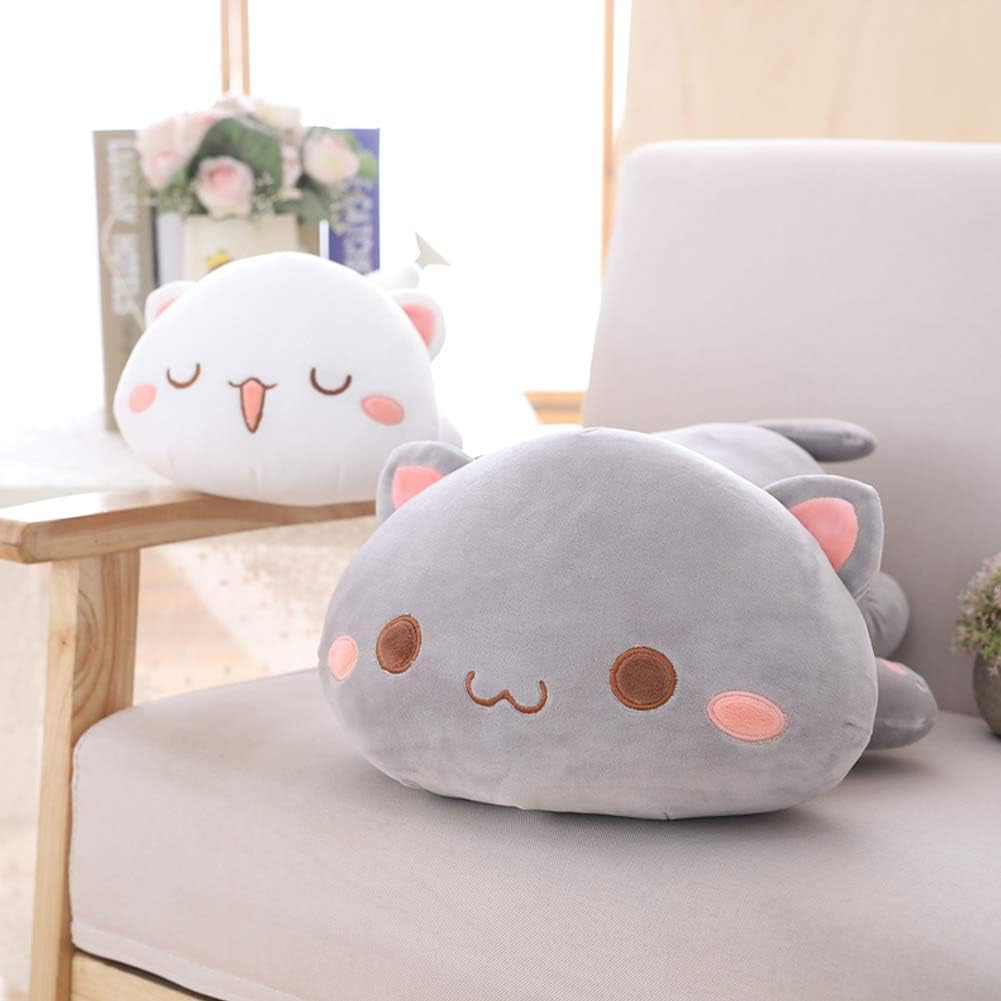 Cat Stuffed Animals, Soft Cat Plush Pillow Kitten Stuffed Animal Toy Gifts for Kids (Grey round Eyes, 19.6")