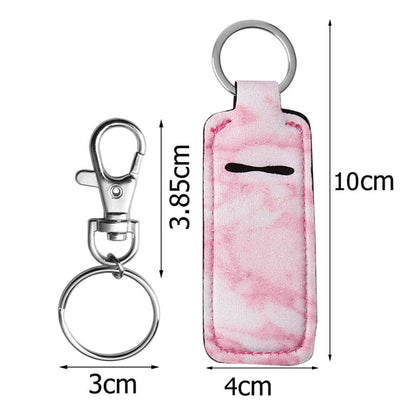 3 Pcs Chapsticks Holder Keychain Stocking Stuffers for Women Lip Balm Holder Chapsticks Keychain Holder for Lipstick (Pink, Blue, Grey)